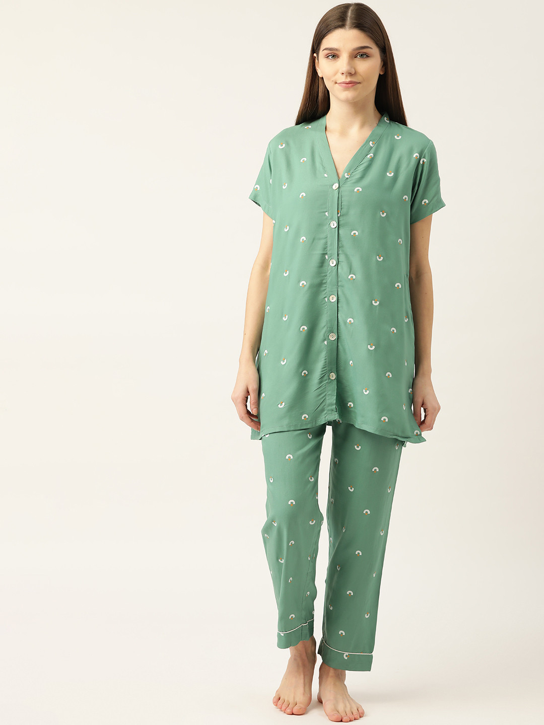 

Sweet Dreams Women Green Printed Night suit