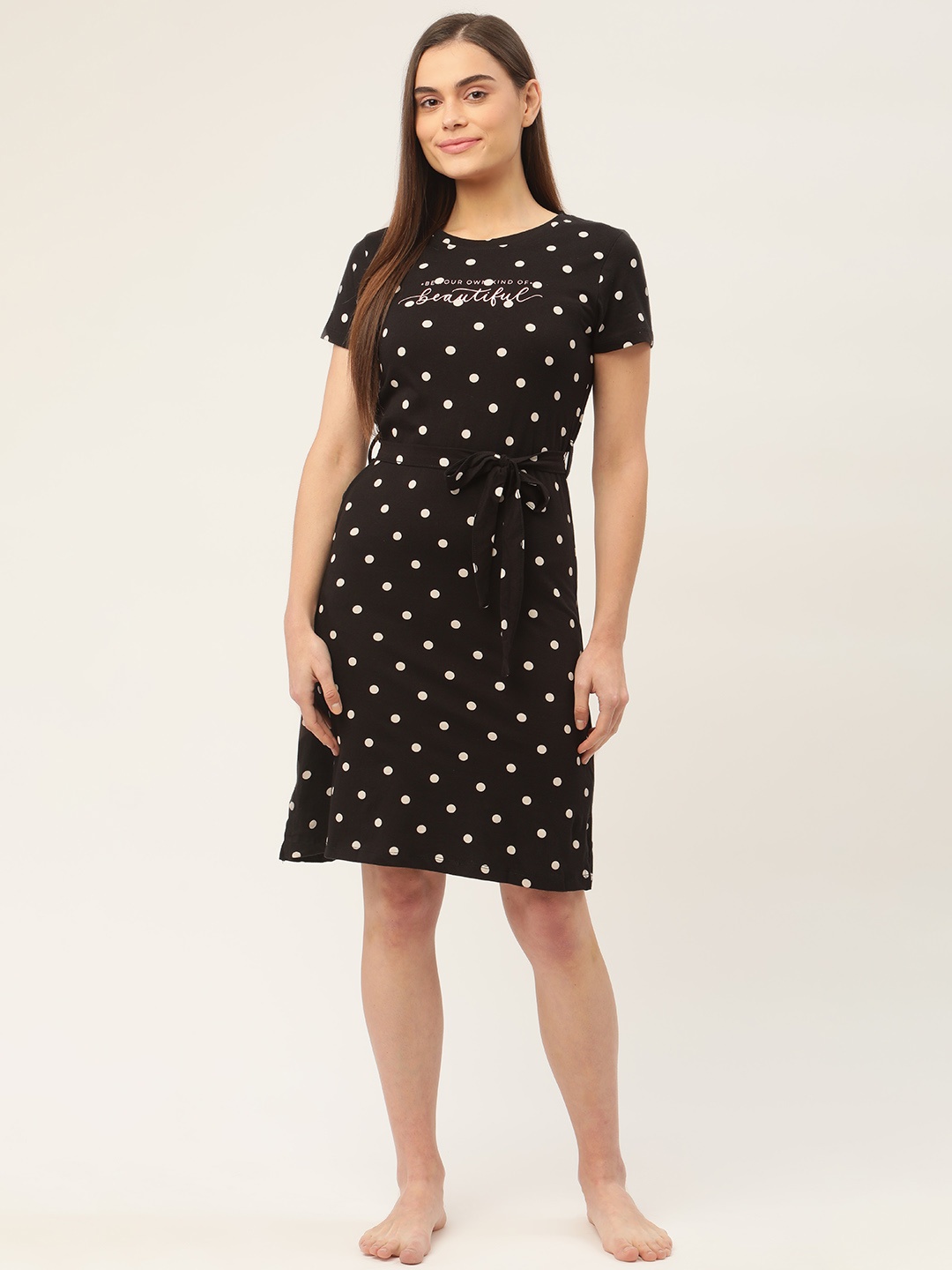 

Sweet Dreams Black & White Printed Pure Cotton Nightdress