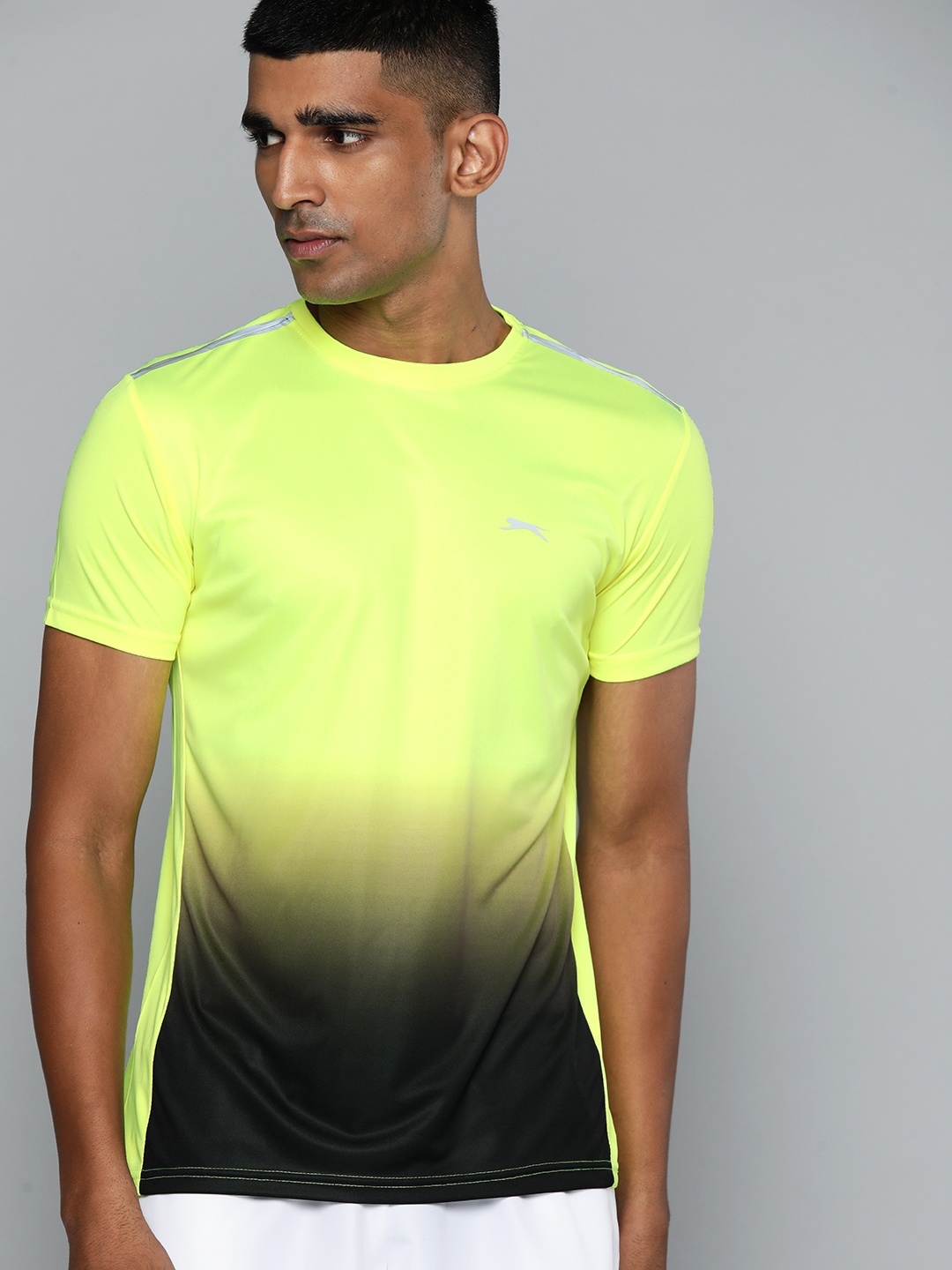 

Slazenger Men Fluorescent Green & Brown Ombre Effect Dyed T-shirt