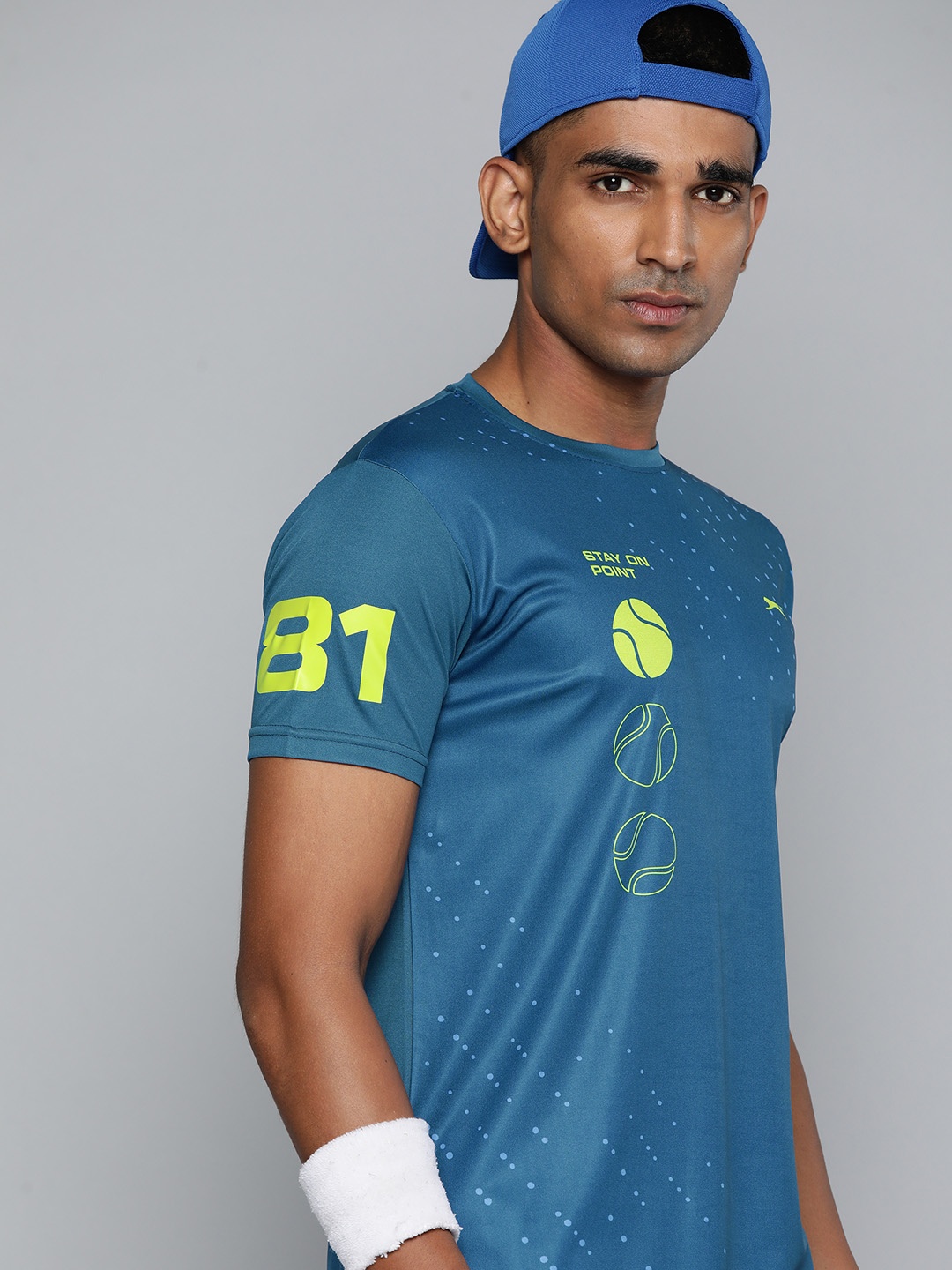 

Slazenger Men Teal Blue Printed T-shirt