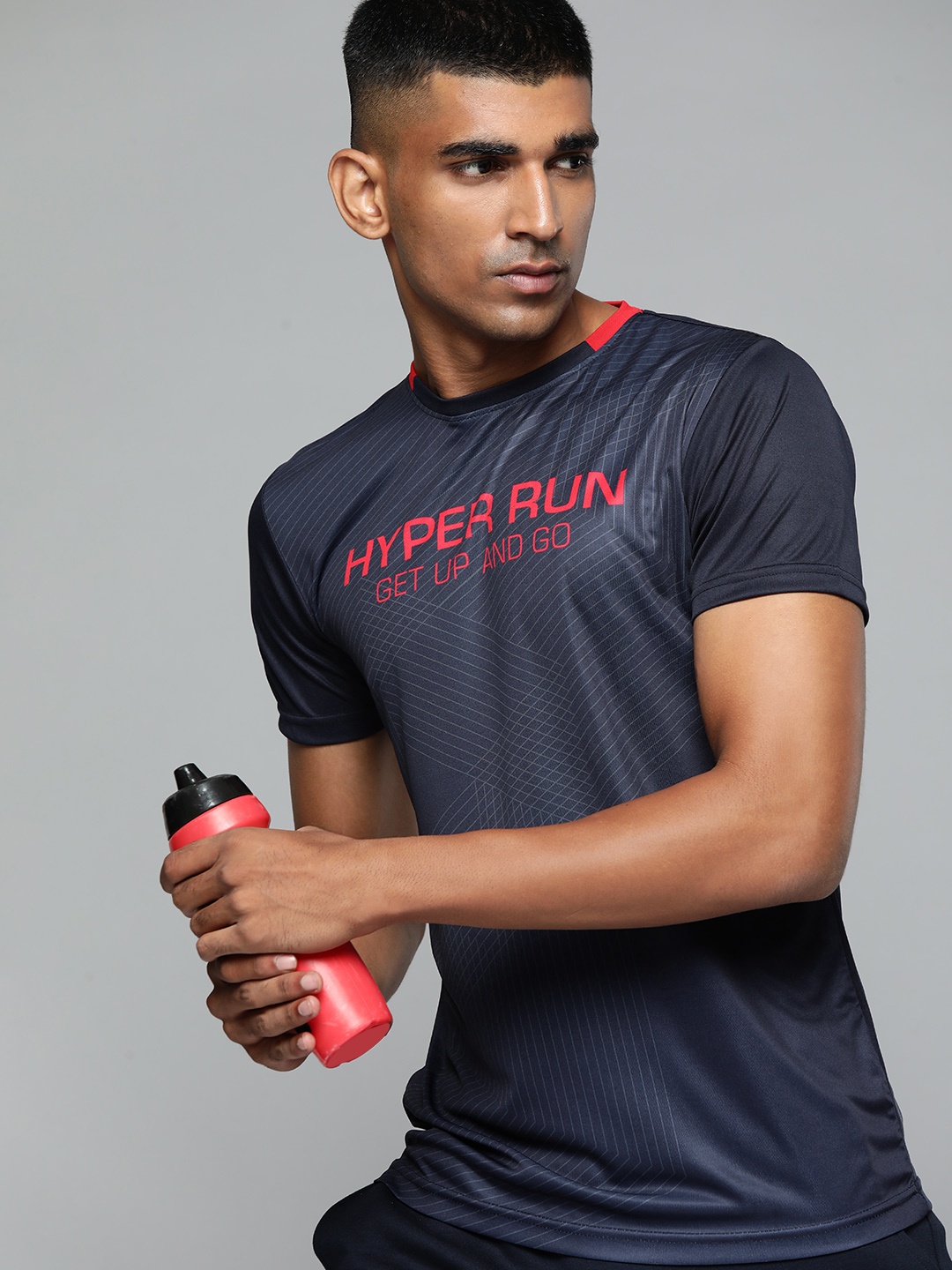

Slazenger Men Navy Blue & Red Typography Printed T-shirt