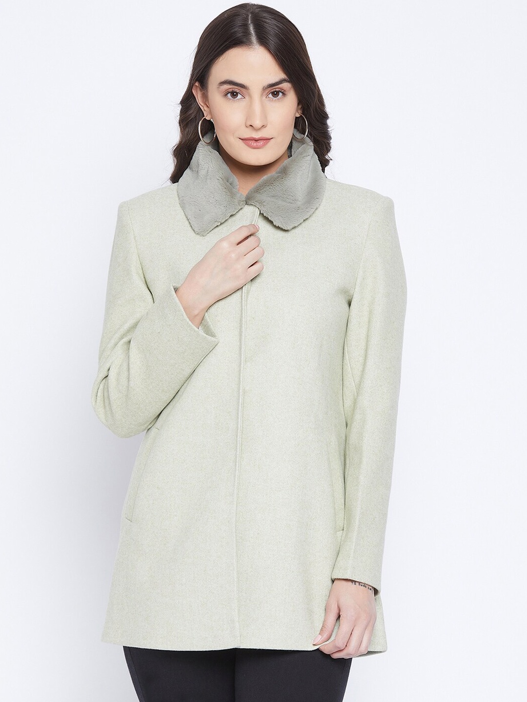 

CAMLA Women Green Solid Trench Coat