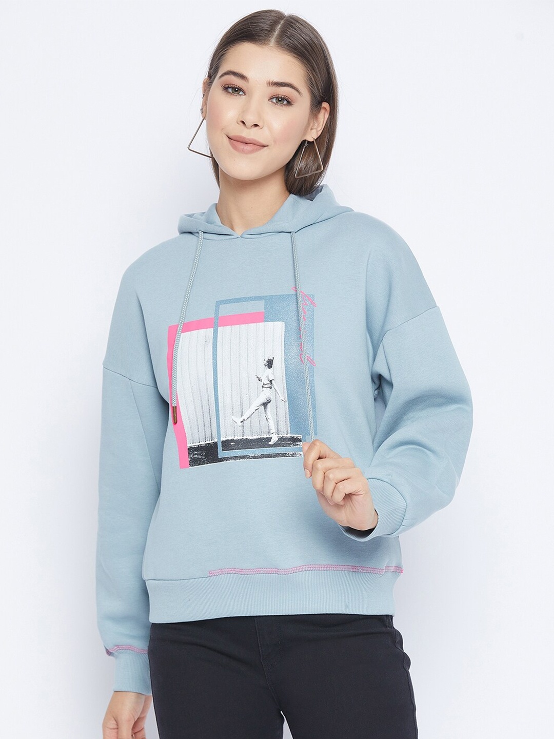 

CAMLA Women Blue Printed Sweatshirt