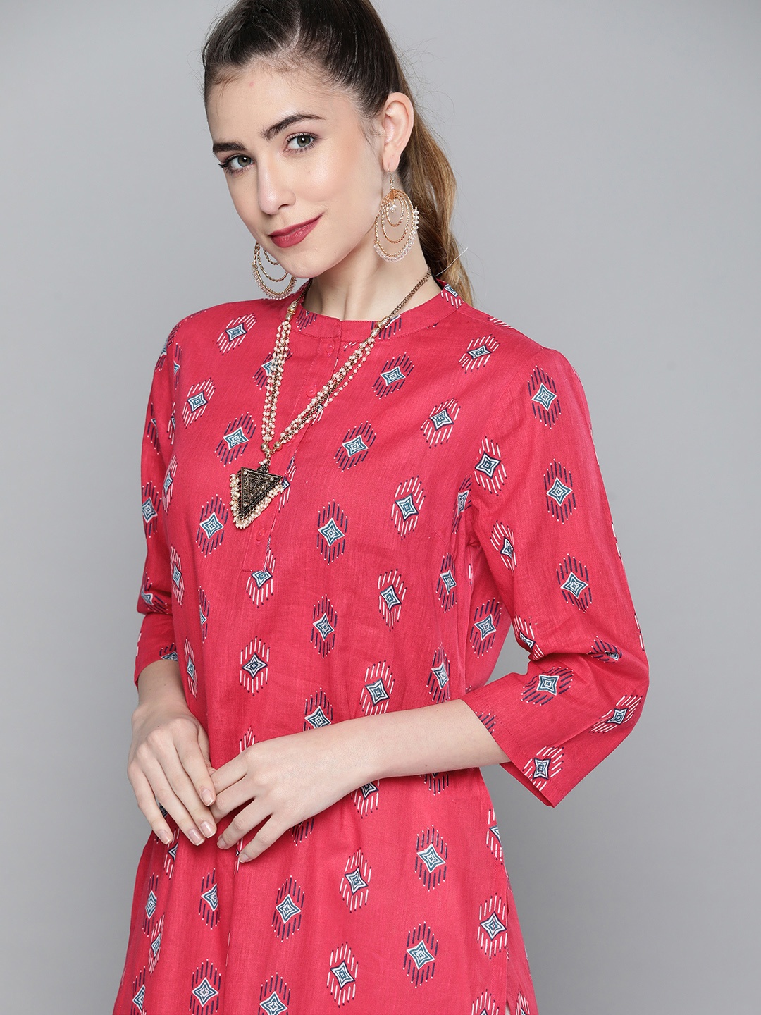 

HERE&NOW Women Red Ethnic Motifs Printed Kurta