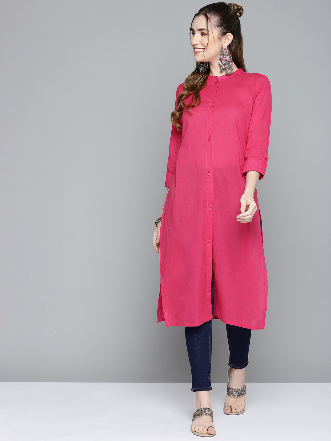 

HERE&NOW Women Pink Solid Kurta