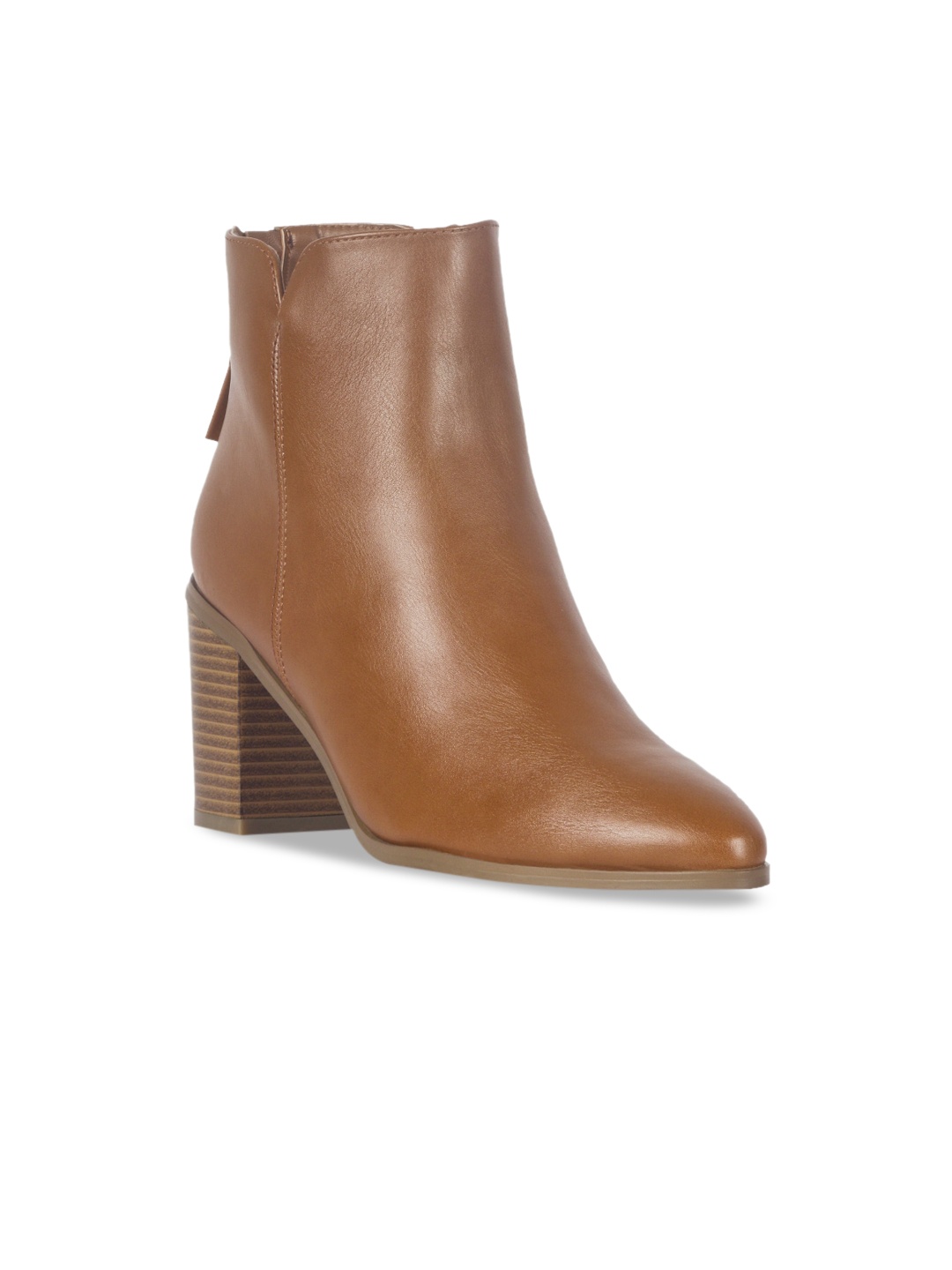 

London Rag Tan Block Heeled Boots with Tassels