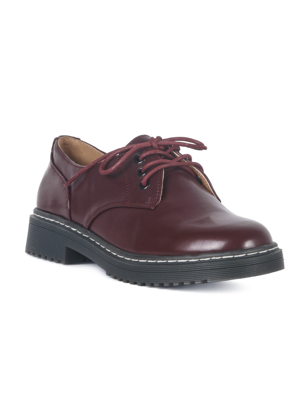 

London Rag Women Burgundy PU Oxfords