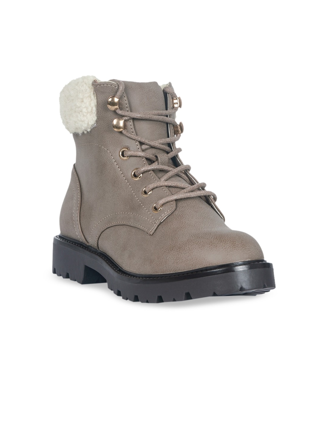 

London Rag Taupe Block Heeled Boots