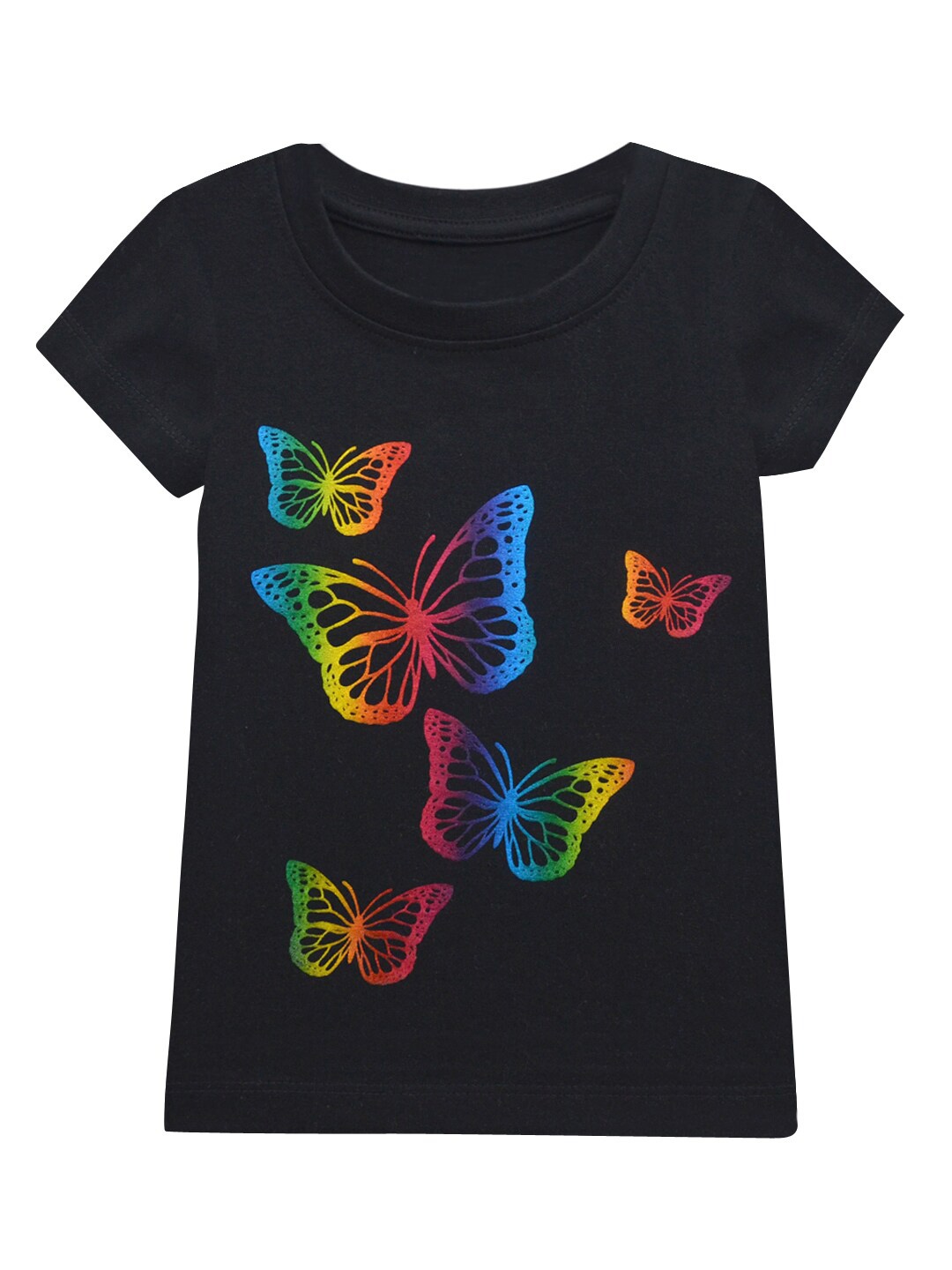 

A T U N Girls Black Printed Extended Sleeves T-shirt