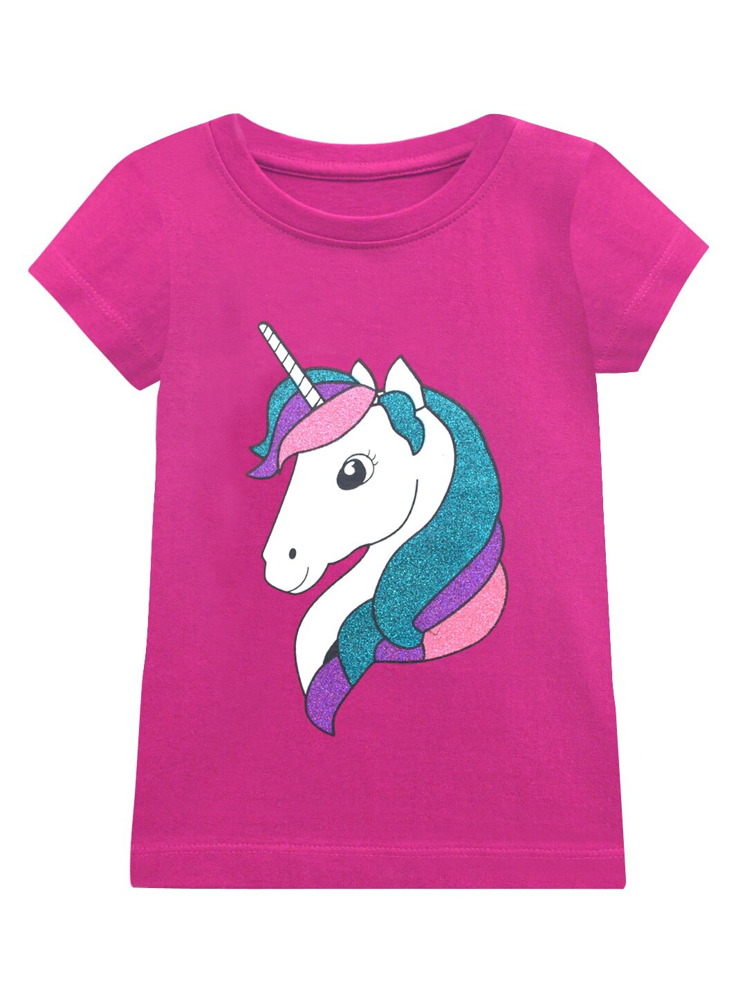 

A T U N Girls Fuchsia Printed Applique T-shirt