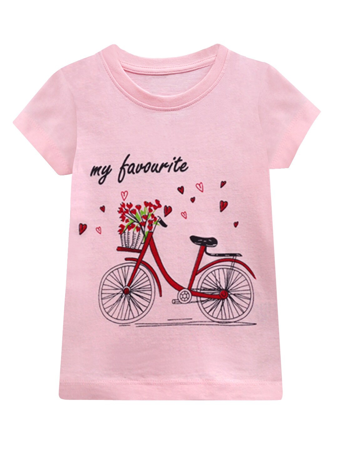 

A T U N Girls Pink Printed T-shirt