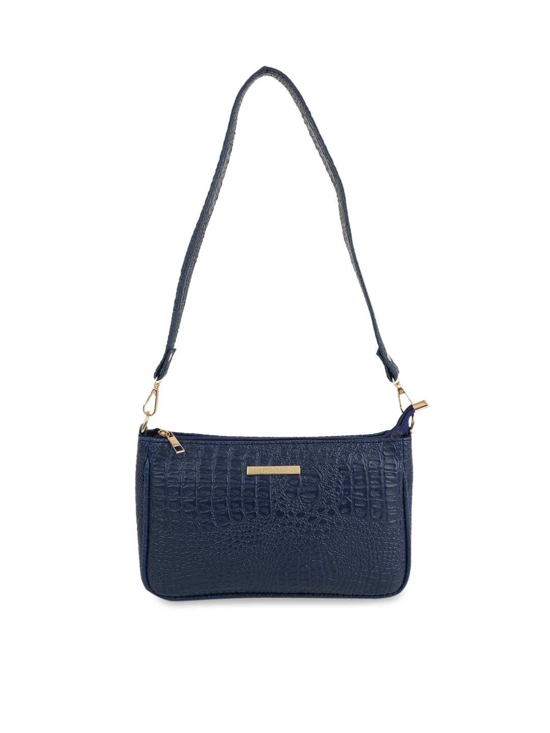 

Lapis O Lupo Blue Textured Structured Shoulder Bag with Cut Work