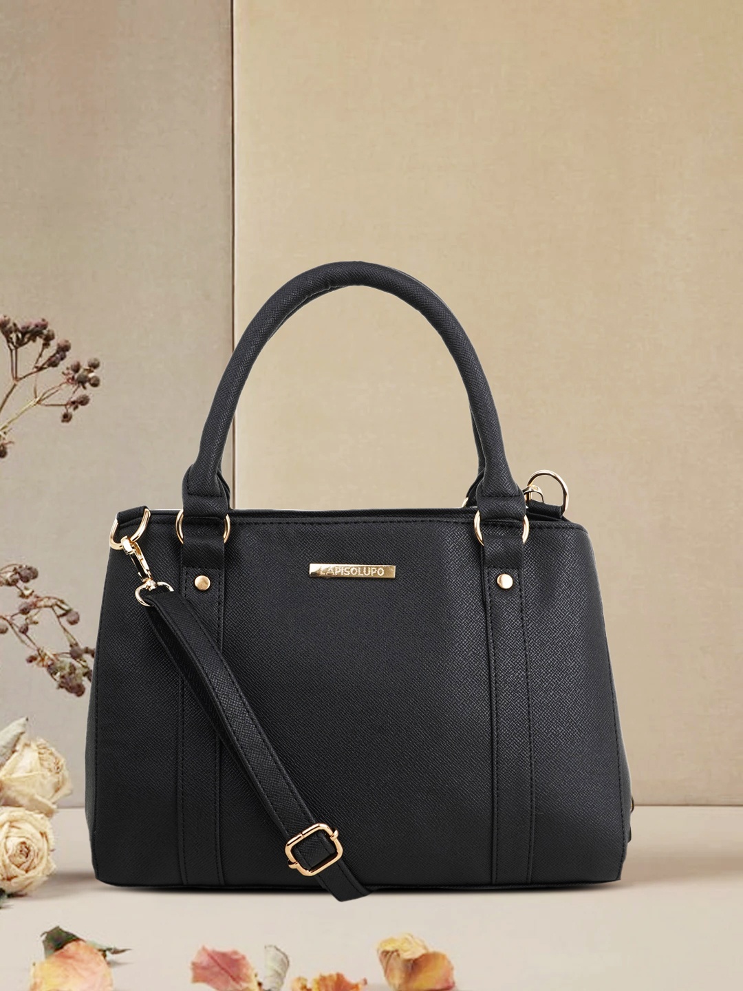 

Lapis O Lupo Black Oversized Structured Handheld Bag