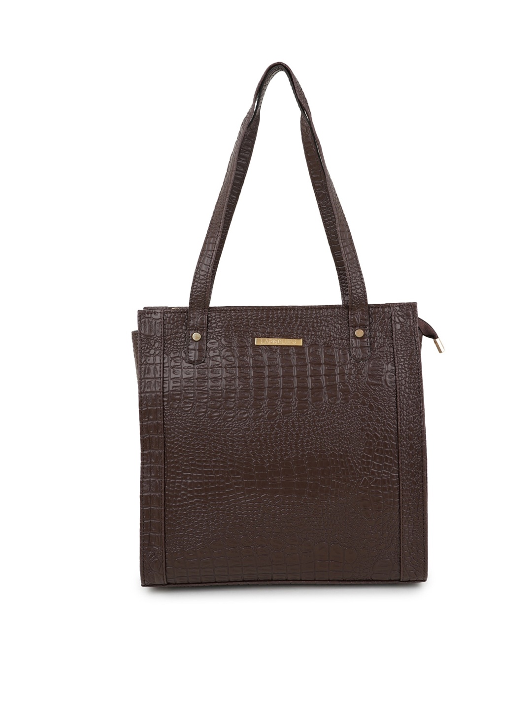 

Lapis O Lupo Brown Textured Shopper Tote Bag with Quilted