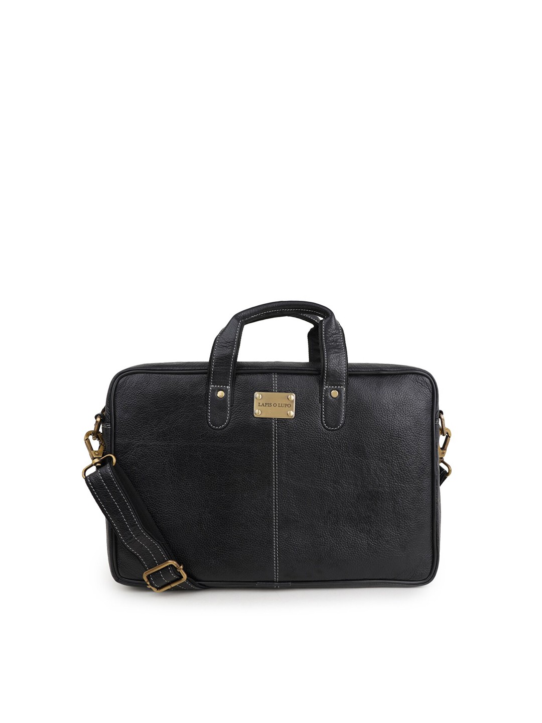 

Lapis O Lupo Unisex Black Textured 15 inches Leather Laptop Bag