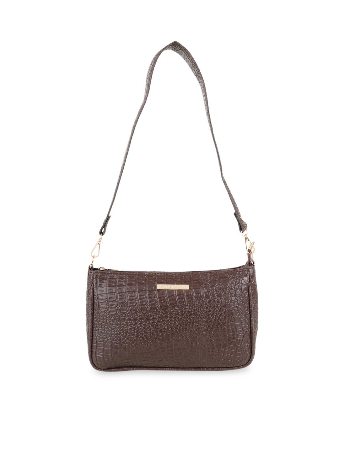 

Lapis O Lupo Brown Textured Structured Sling Bag with Cut Work
