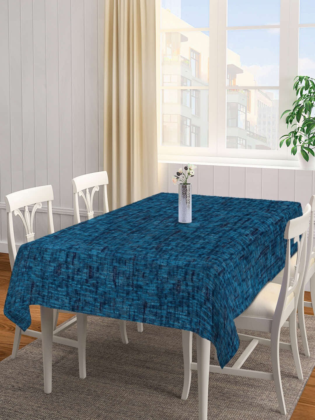 

KLOTTHE Blue Solid 6-Seater Rectangular Cotton Table Cover