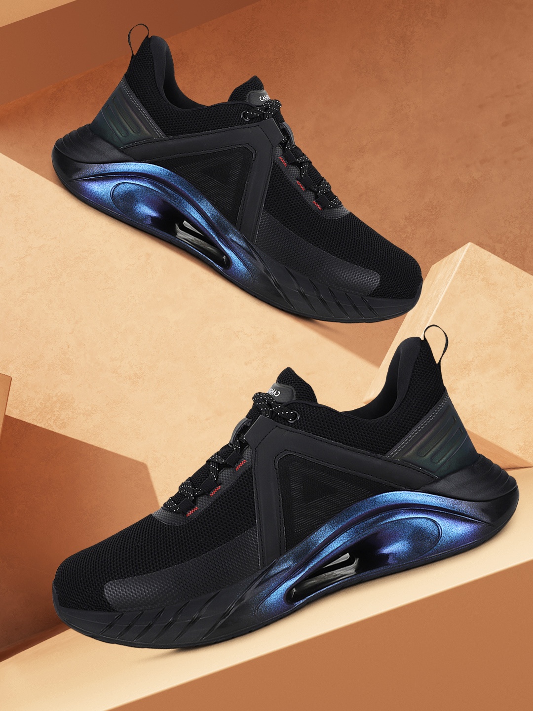 

Campus Men Black Mesh Running Shoes