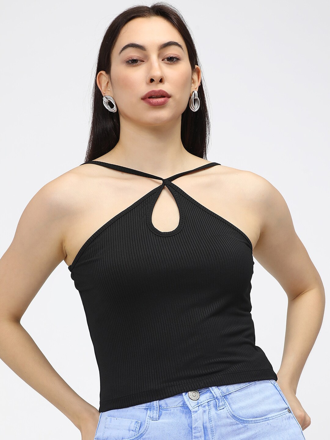 

Tokyo Talkies Black Halter Neck Crop Top