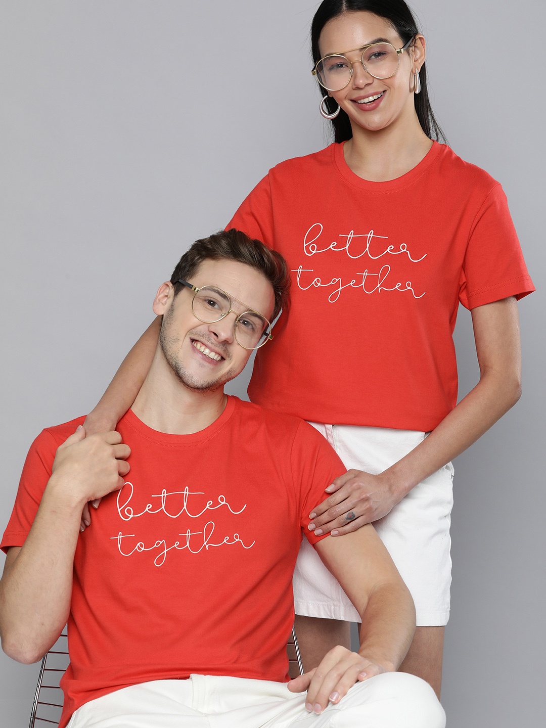 

HERE&NOW Unisex Orange Typography Printed Casual T-shirt