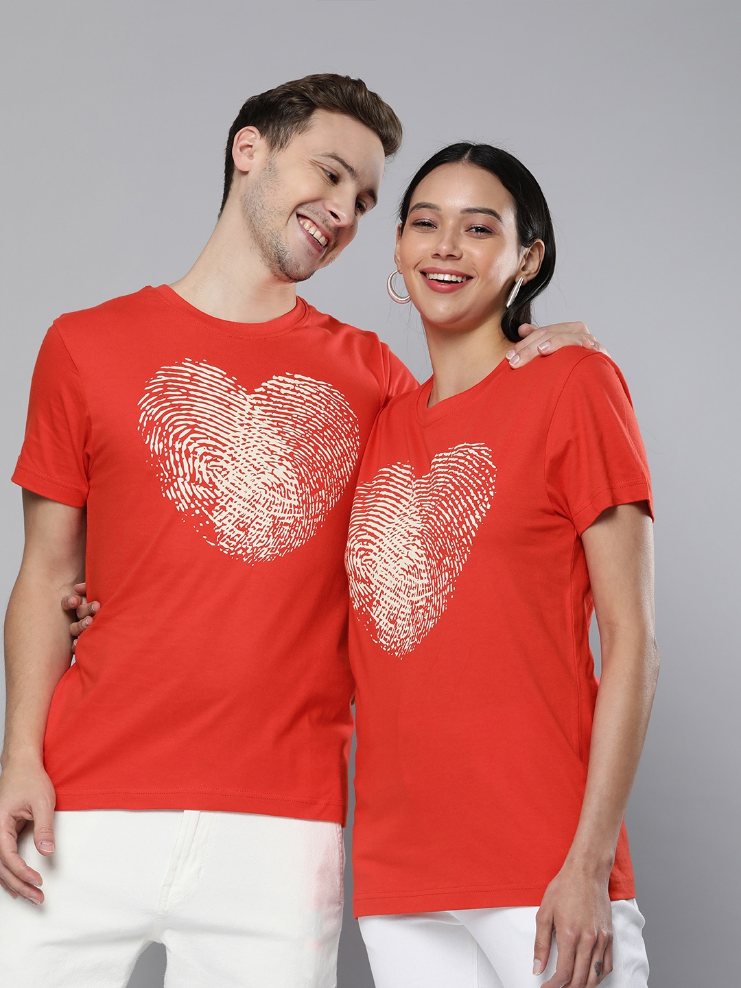 

HERE&NOW Unisex Red Graphical Printed Casual T-shirt