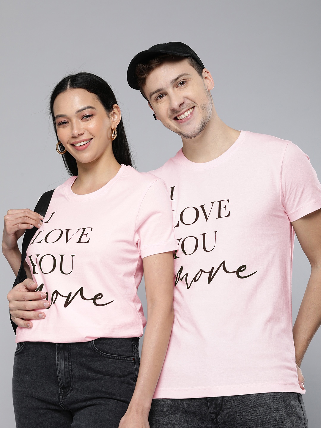 

HERE&NOW Unisex Light Pink Typography Printed Pure Cotton Slim Fit T-shirt