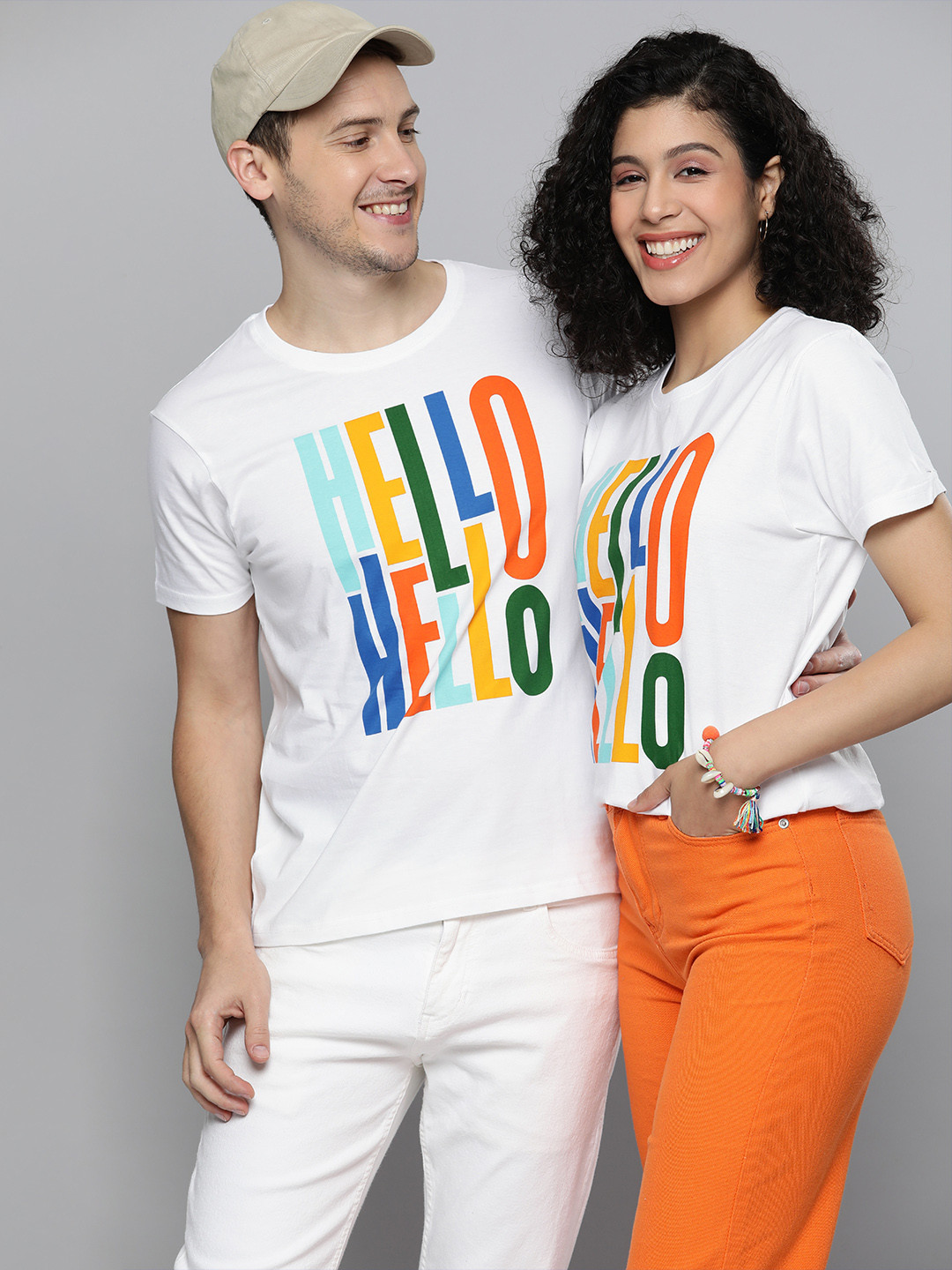 

HERE&NOW Unisex White Typography Printed Pure Cotton T-shirt