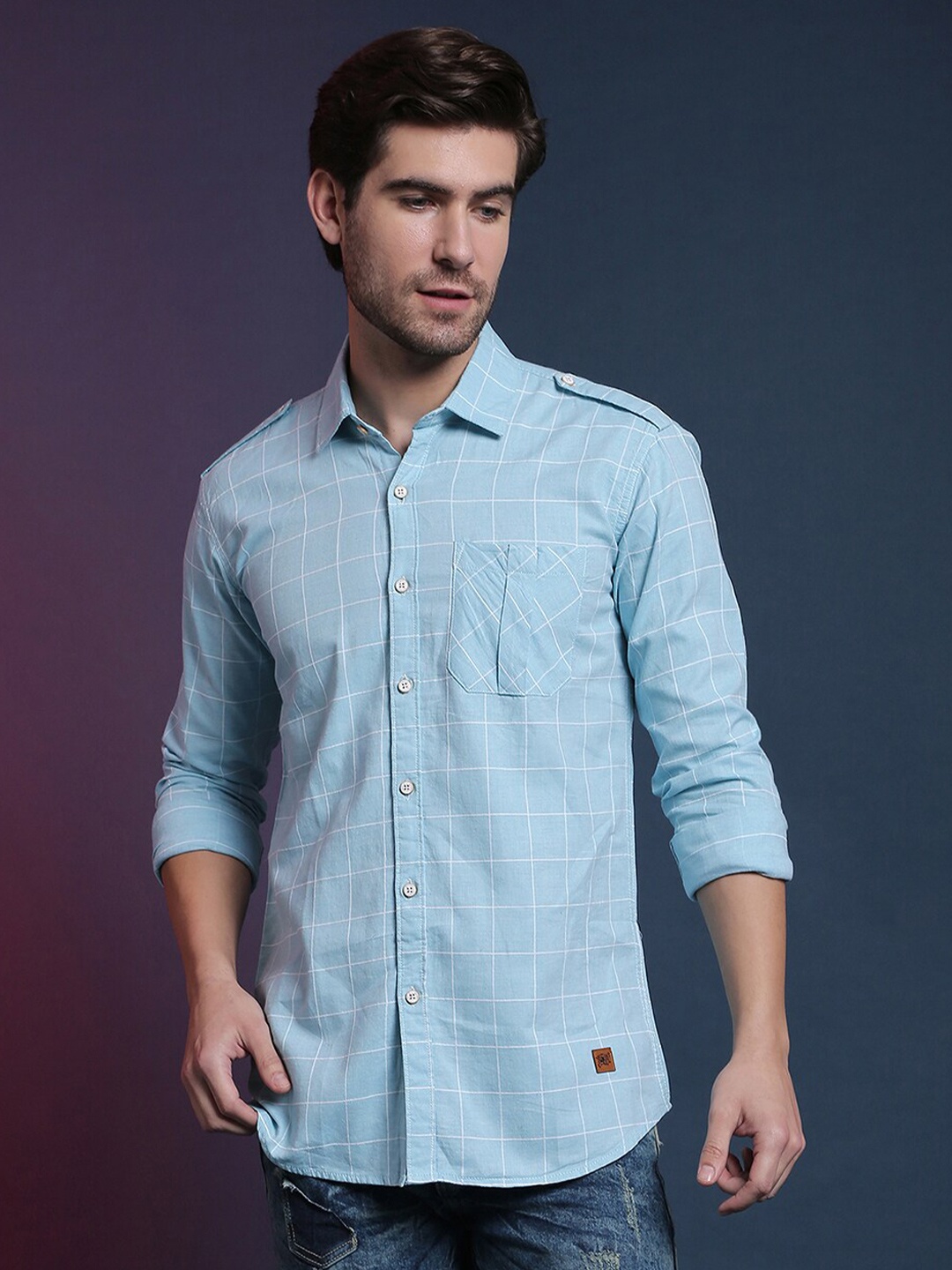 

Campus Sutra Men Blue Classic Casual Shirt