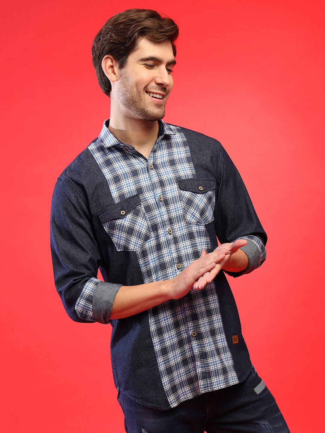 

Campus Sutra Men Blue Classic Checked Casual Shirt