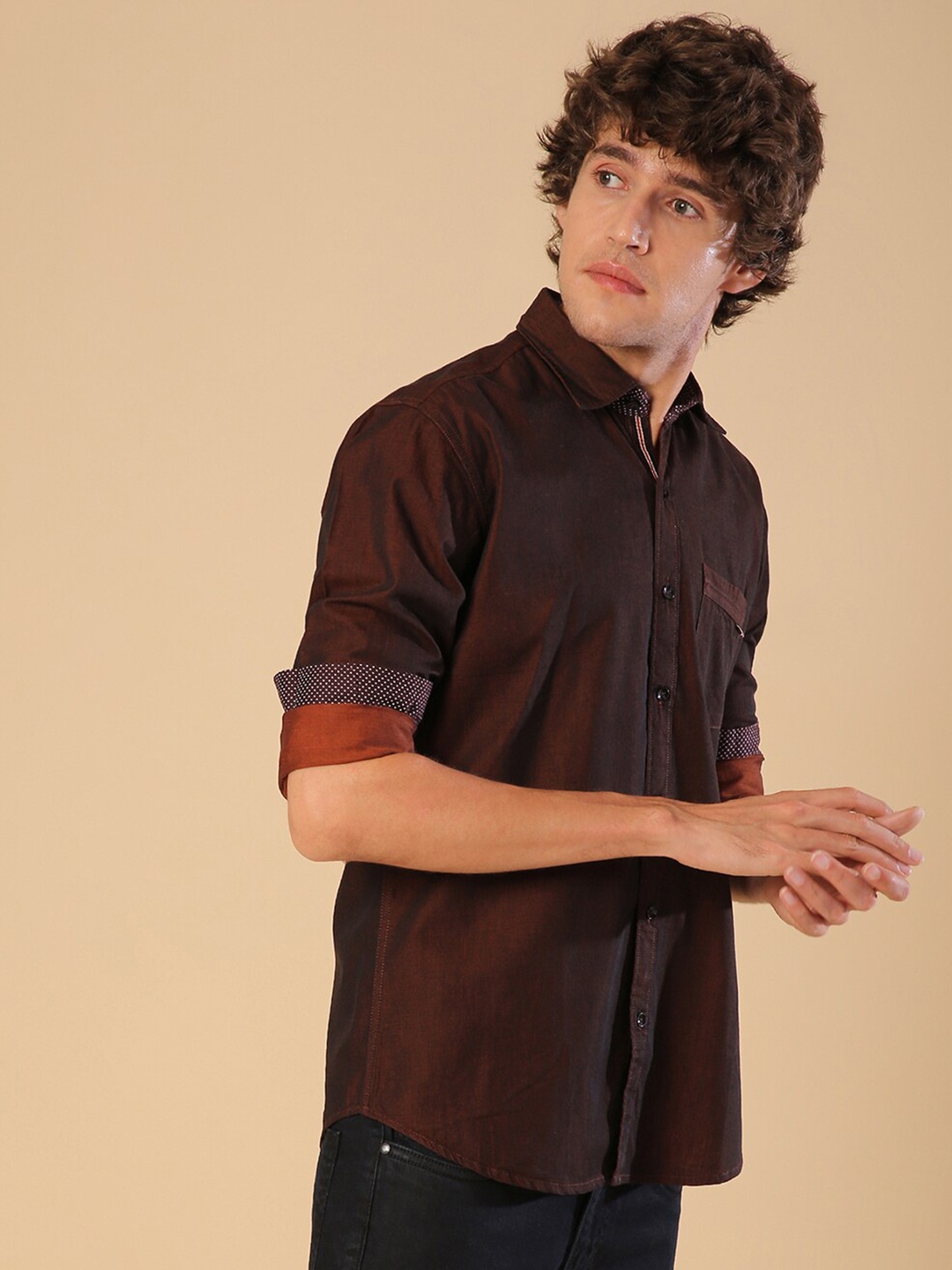 

Campus Sutra Men Maroon Classic Striped Casual Shirt