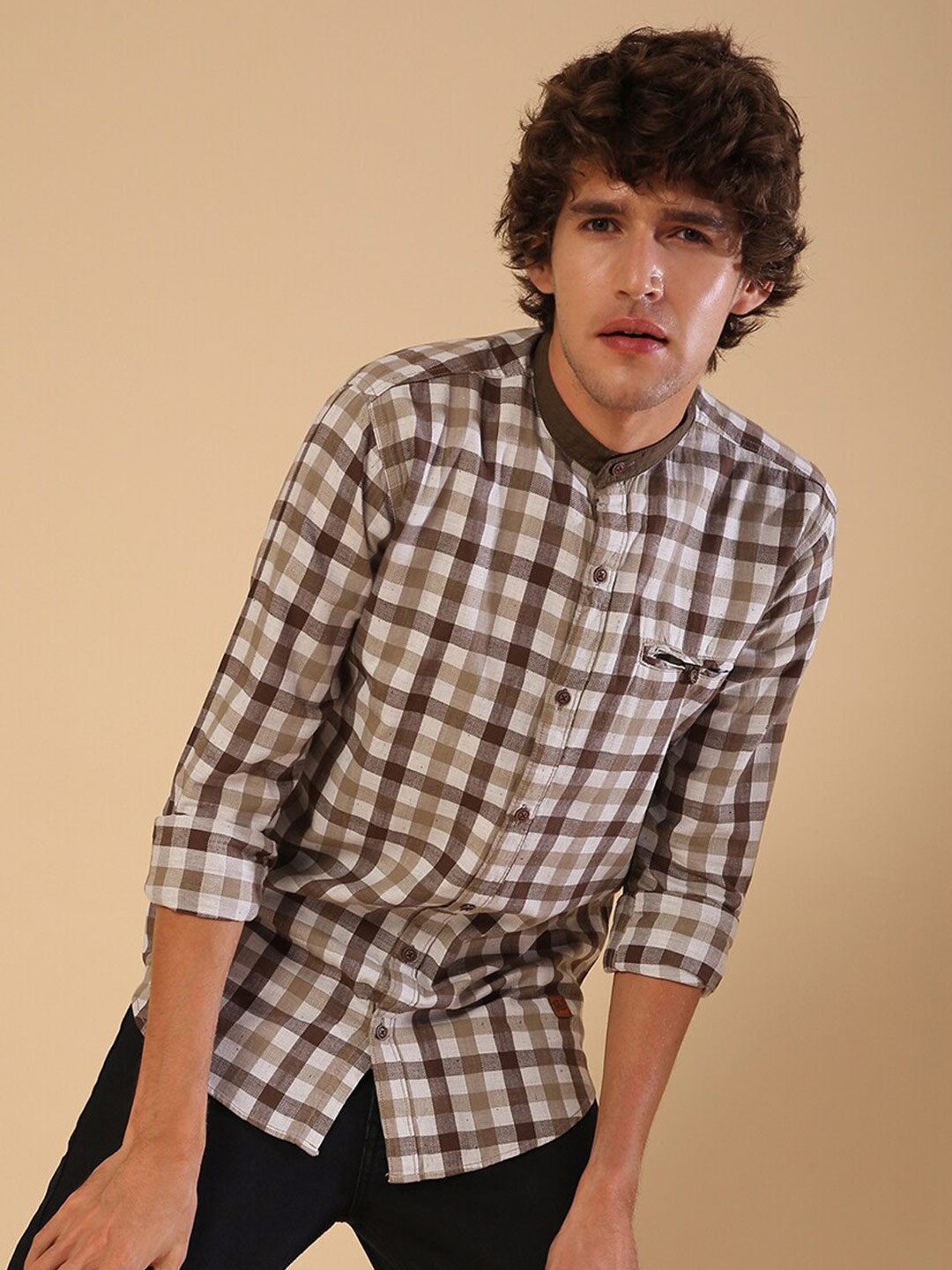 

Campus Sutra Men White Classic Buffalo Checks Checked Casual Shirt