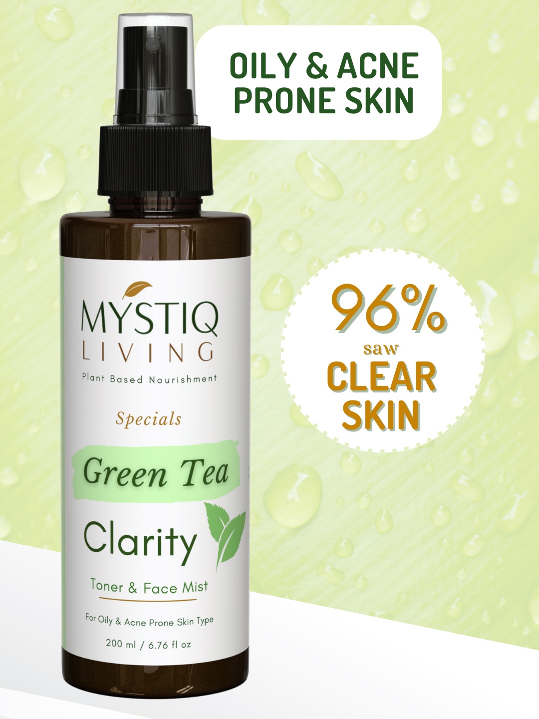 

MYSTIQ LIVING Green Tea Clarity Refreshing & Hydrating Face Toner For Deep Nourishment, Na