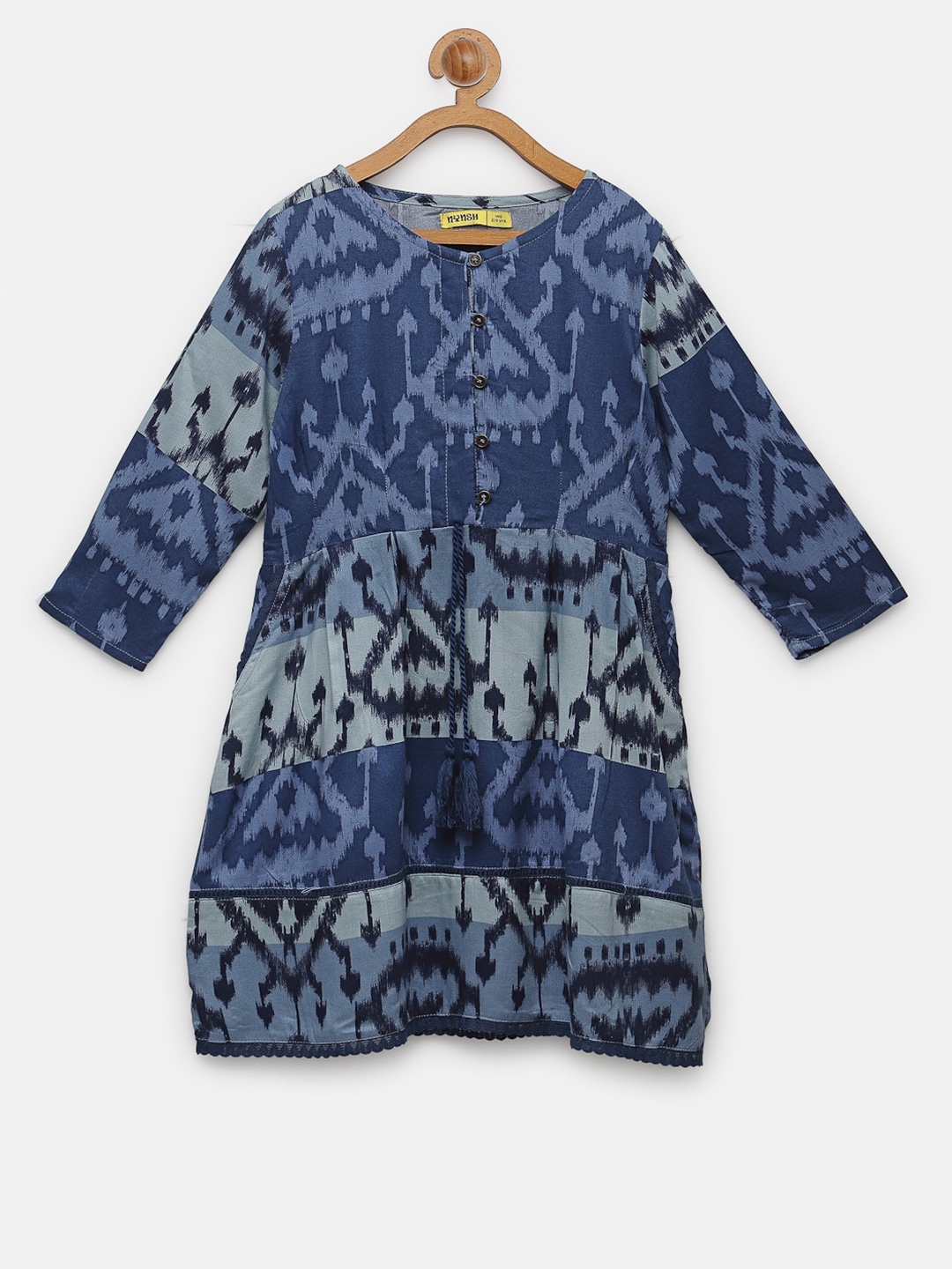 

NYNSH Blue Ethnic Motifs A-Line Dress