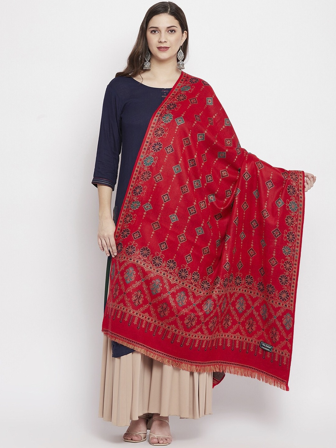 

VERO AMORE Women Red & Beige Woven Design Shawl
