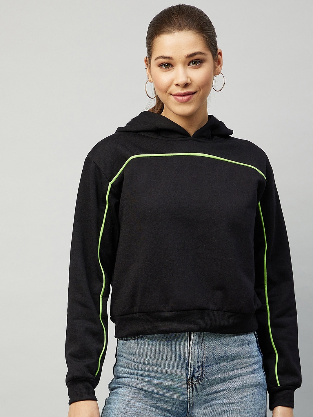 

Marie Claire Women Black Hooded Sweatshirt