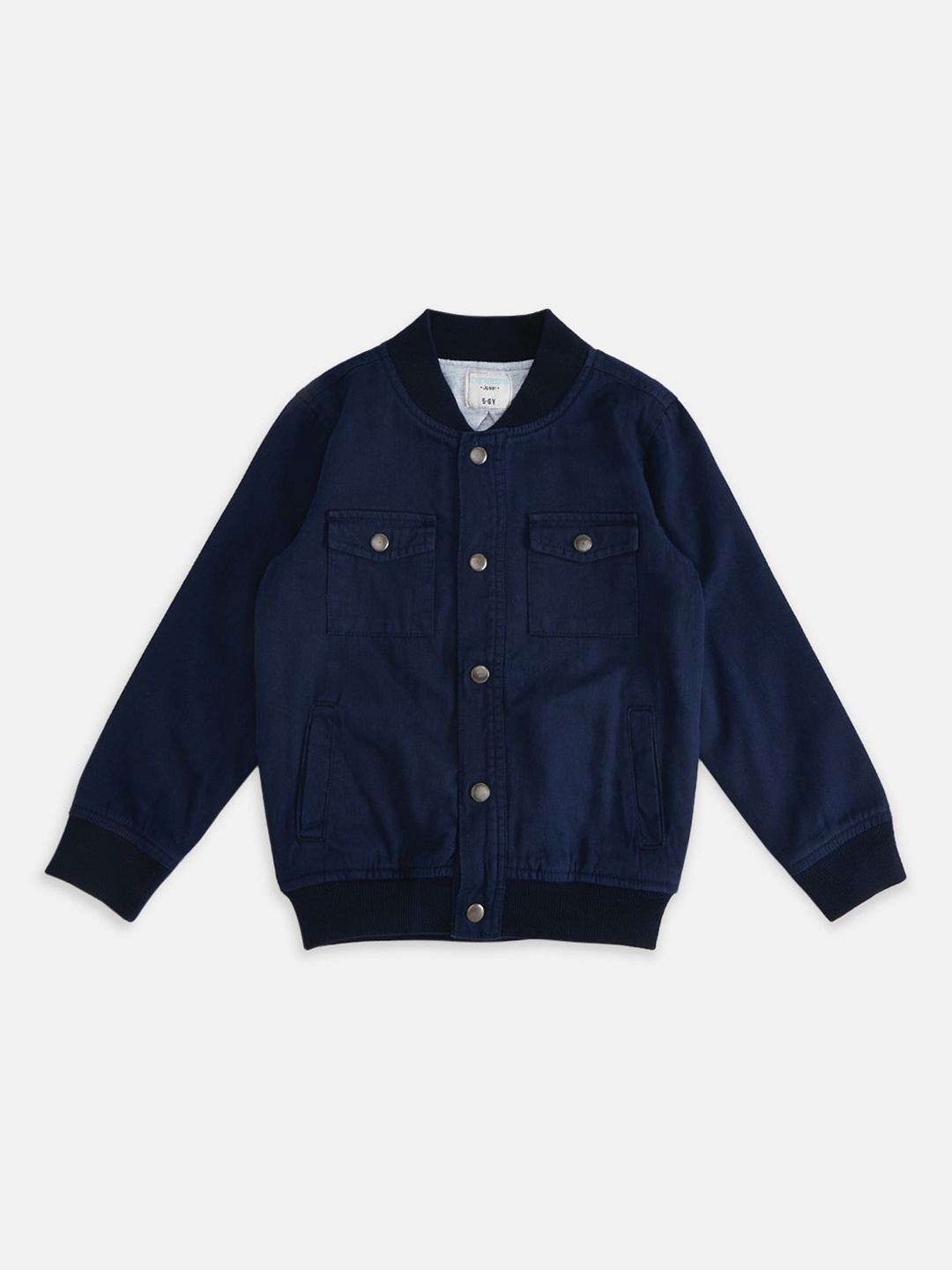 Pantaloons Junior Boys Navy Blue Denim Jacket with Patchwork