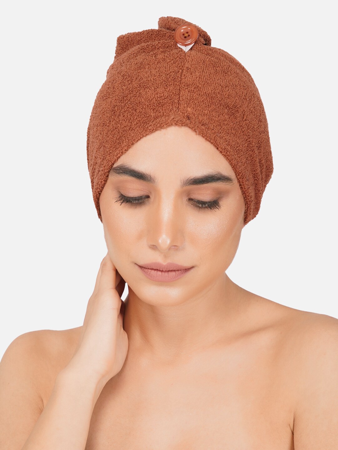 

RANGOLI Woman Brown Solid 400 GSM Pure Cotton Hair-Drying Bath Towel