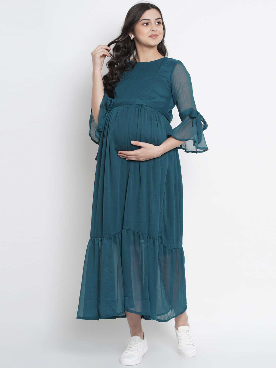 

Mine4Nine Green Chiffon Maternity Maxi Midi Dress