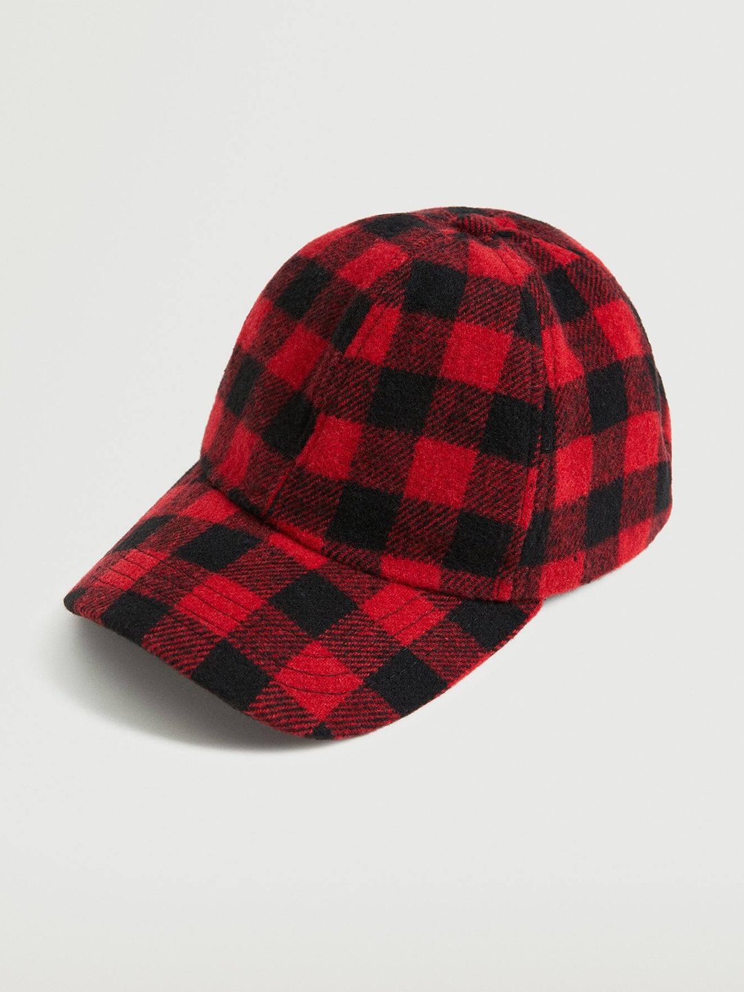 

MANGO Women Red & Black Checked Snapback Cap