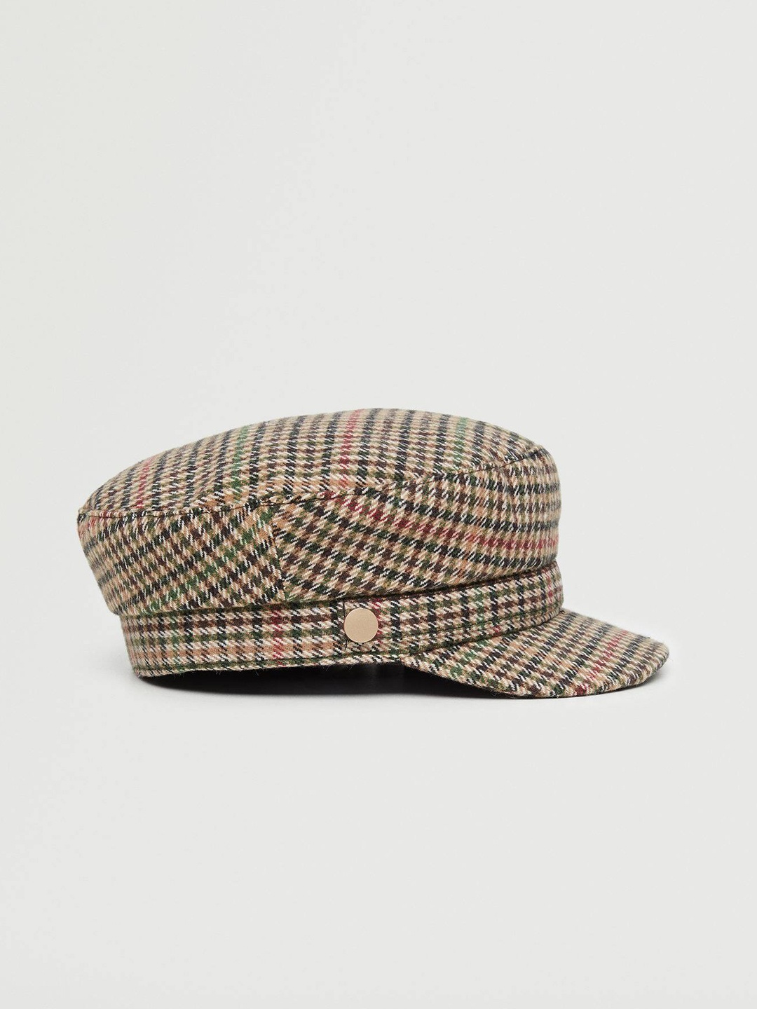 

MANGO Women Checked BakerBoy Hat, Beige
