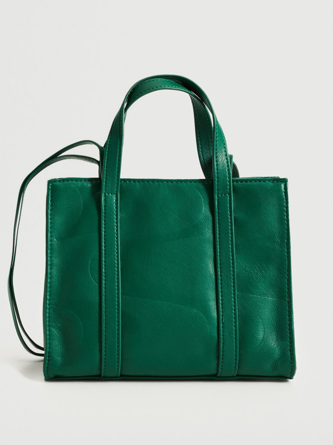 

MANGO Green Textured Structured Handheld Bag