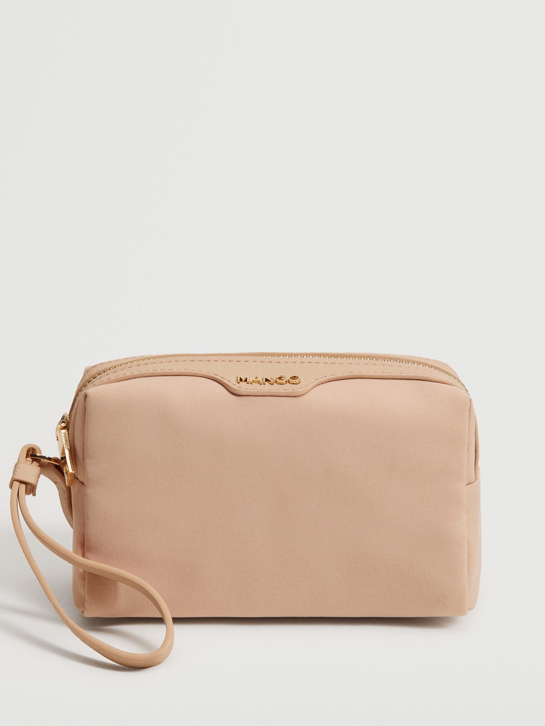 

MANGO Women Peach-Coloured Solid Cosmetic Pouch