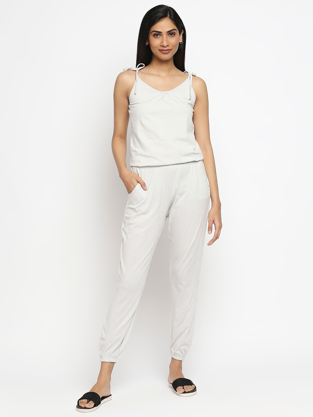 

effy Grey Organic Cotton Basic Jumpsuit