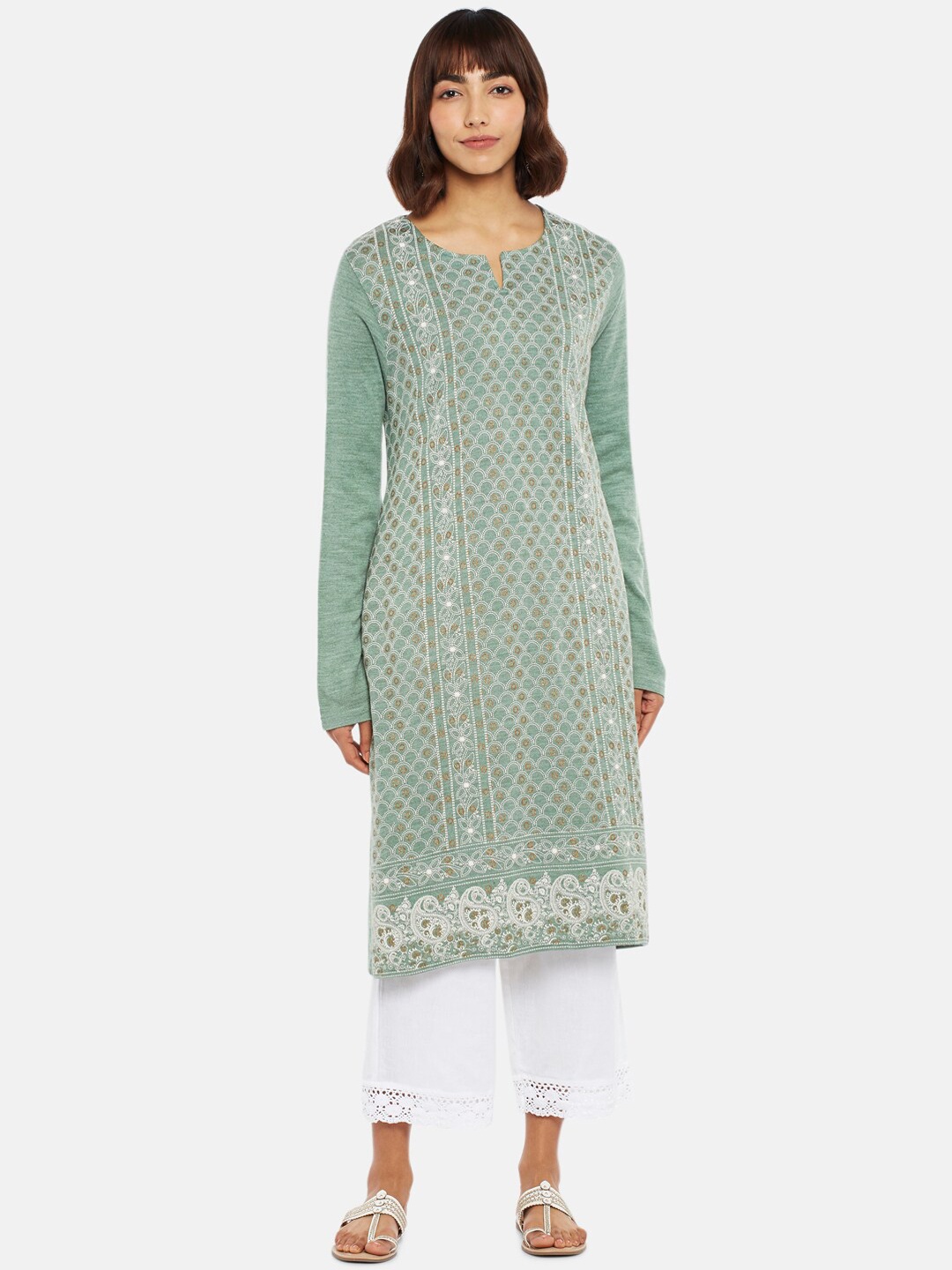 

RANGMANCH BY PANTALOONS Women Green Printed Kurta