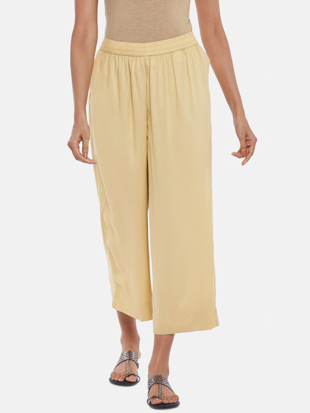 

RANGMANCH BY PANTALOONS Women Gold-Toned Ethnic Palazzos
