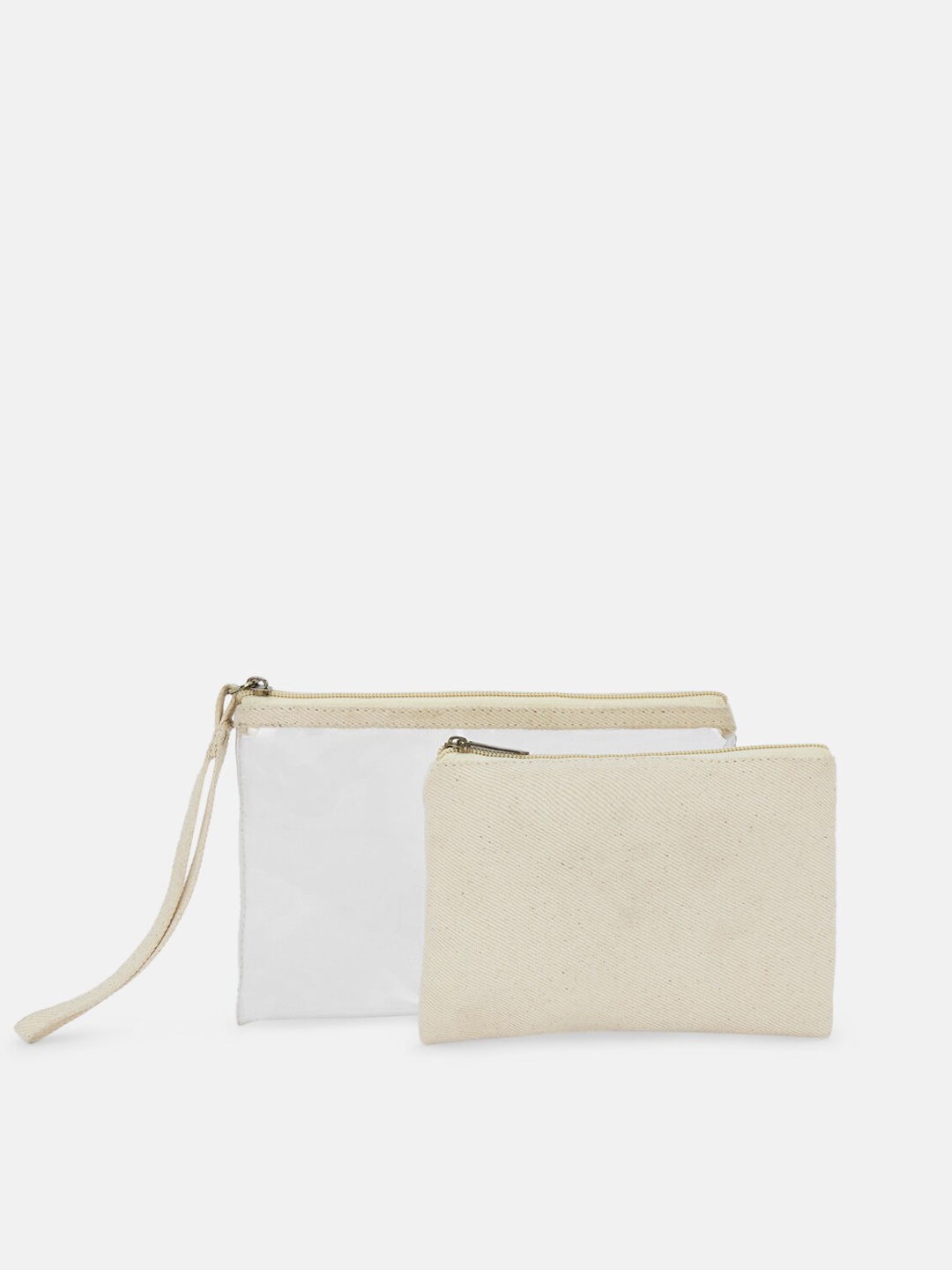 

Forever Glam by Pantaloons Women Set Of 2 Beige & White Textured PU Travel Pouches