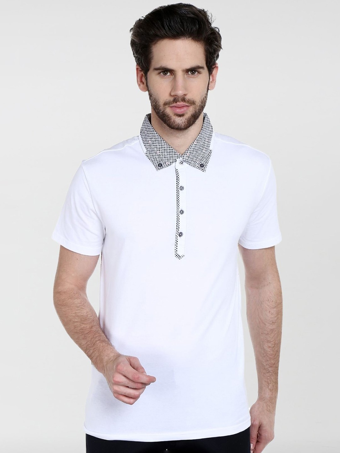 

Dream of Glory Inc Men White Cotton Polo Collar T-shirt