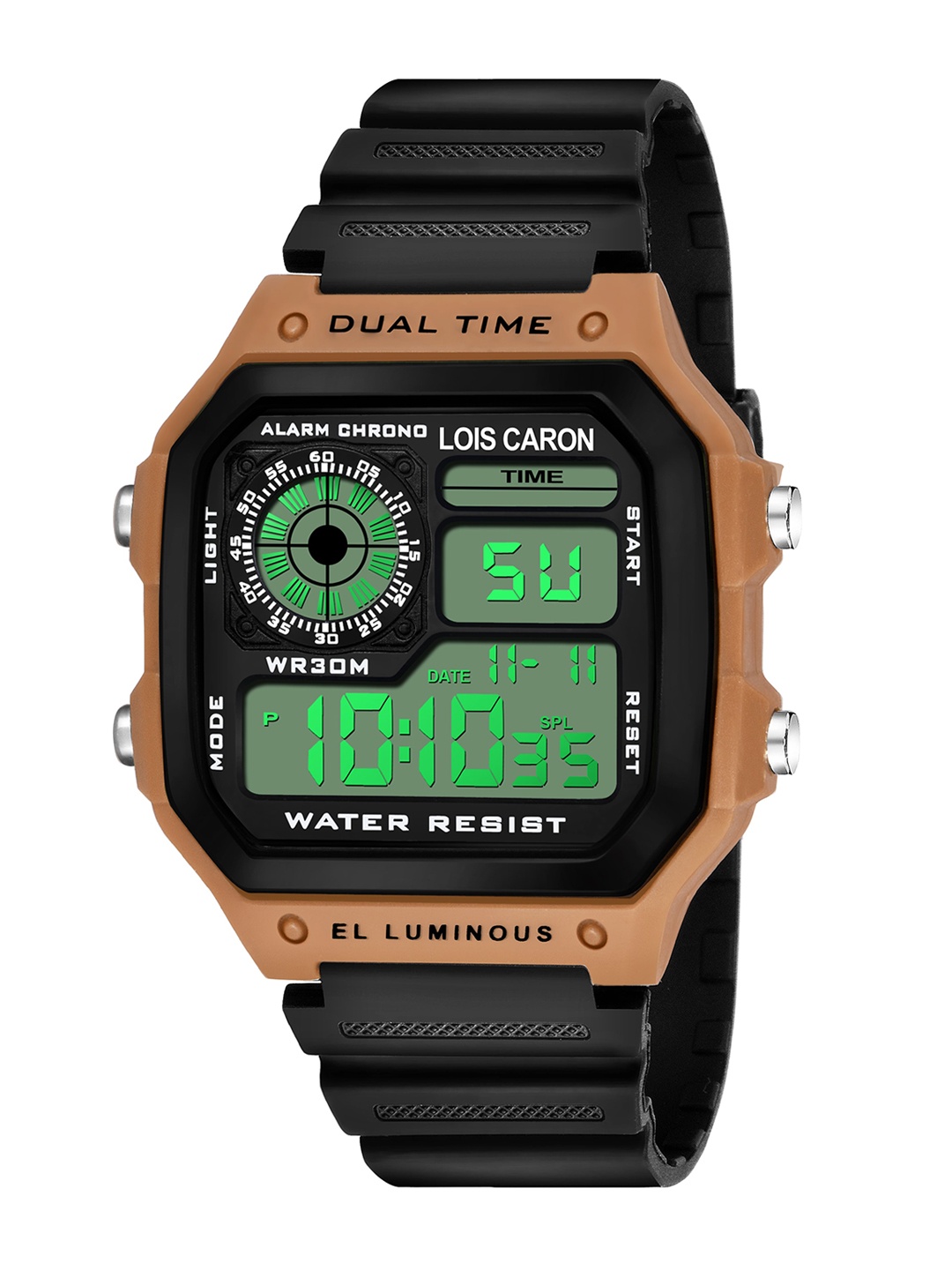 

LOIS CARON Unisex Black Dial & Black Straps Digital Watch MLC-1011
