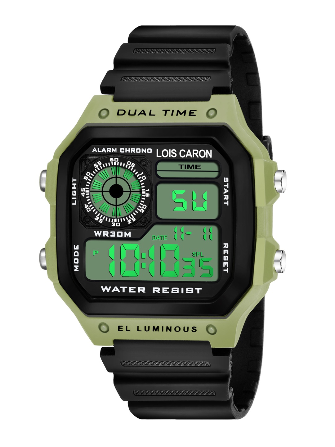 

LOIS CARON Unisex Black Dial & Black Straps Digital Watch MLC-1012