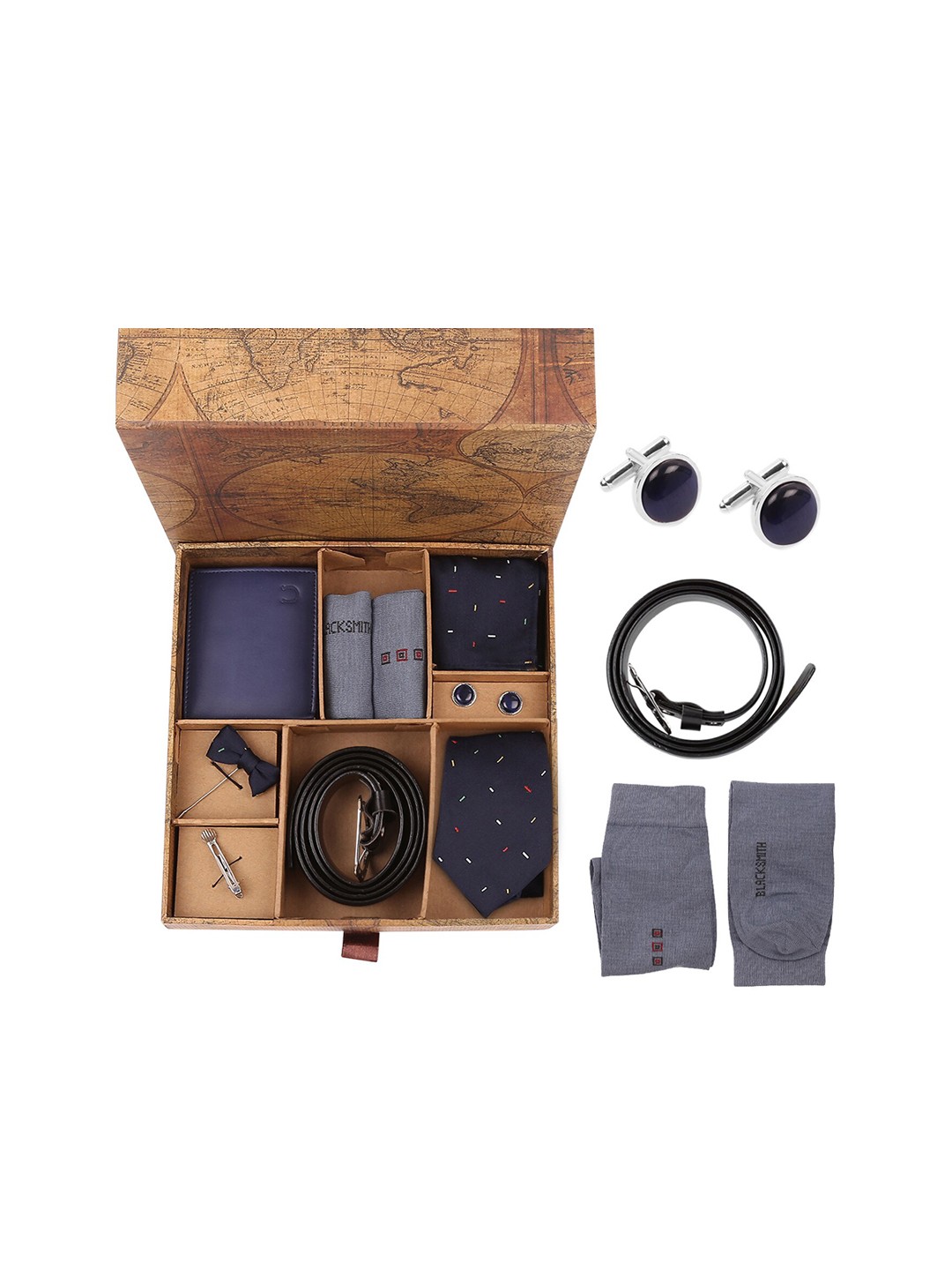 

Blacksmith Men Blue Printed Accessory Gift Set